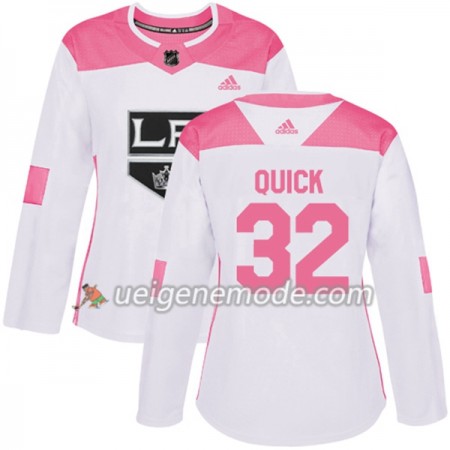 Dame Eishockey Los Angeles Kings Trikot Jonathan Quick 32 Adidas 2017-2018 Weiß Pink Fashion Authentic